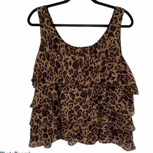 Sunny Leigh Four Layered Ruffle Leopard Print tank